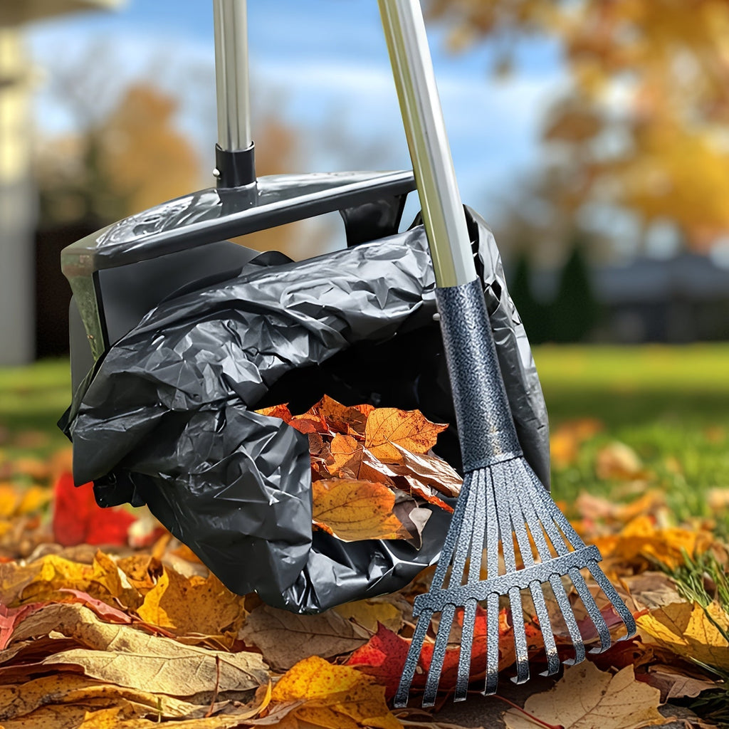 Heavy Duty Dog Pooper Scooper Set with Swivel Bin, Rake & Spade – Long Handle Pet Waste Removal Tool for Grass, Dirt & Gravel, Includes 40 Waste Bags, Great for Large Dogs