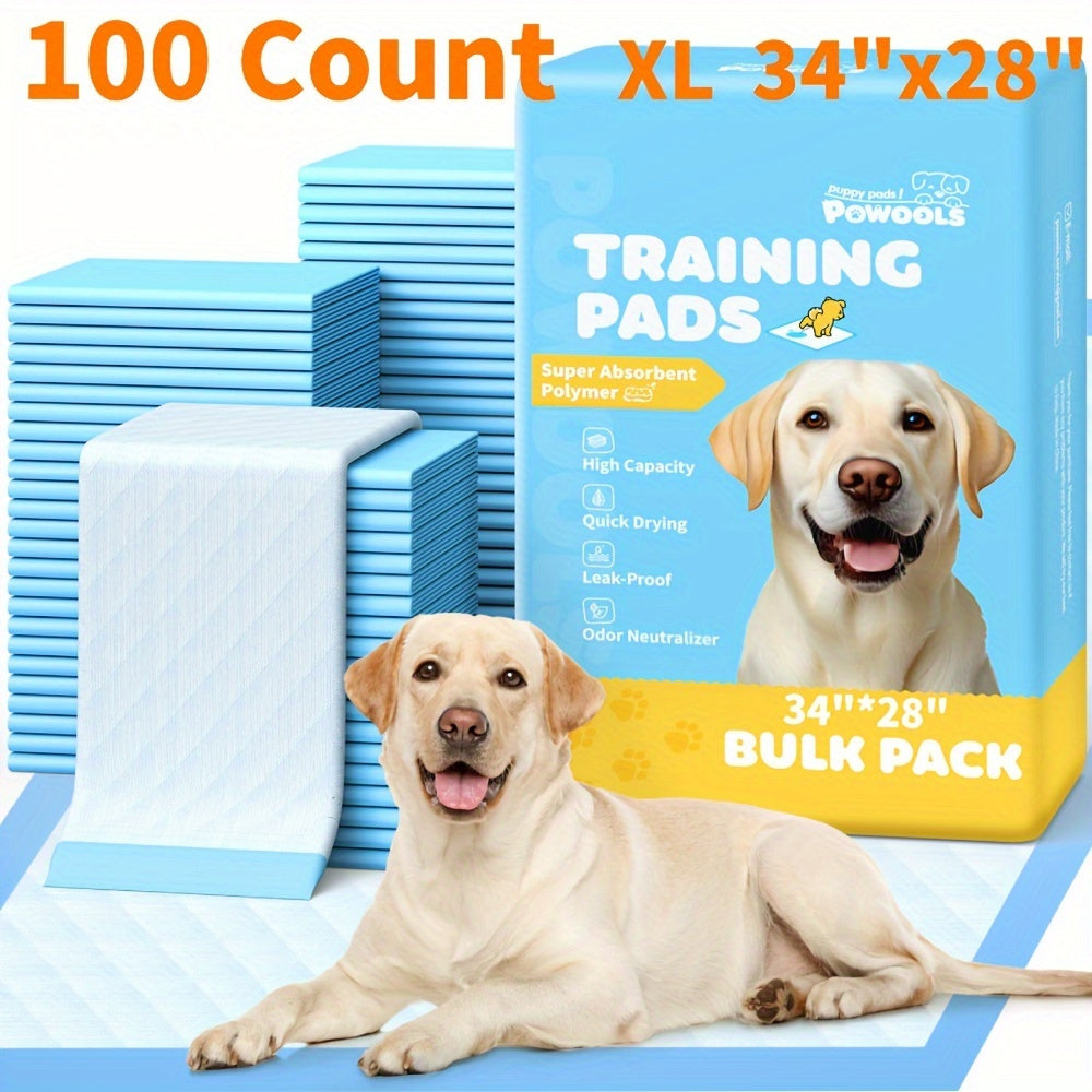 XL Dog Pee Pads 34x28 Inch 100 Count Disposable - Super Absorbent Leak-Proof Odor Control Training Pads for Puppies, Large Dogs, and Elderly Dogs, Extra Large Potty Pads for Indoor Use, Blue