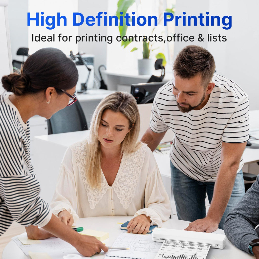 Portable Wireless A4 Thermal Printer – Inkless Compact Travel Printer for iPhone, Android, and Laptop – Supports Folded Paper, Roll Paper, and Tattoo Transfer Paper – Ideal for Home, Office, and School