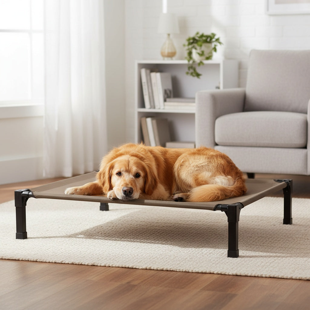 Cooling Elevated Dog Bed, Raised Cot with Breathable Mesh and Metal Frame - Washable Portable Dog Cot with Non-Slip Feet for Indoor and Outdoor Use, Multiple Sizes and Colors Available
