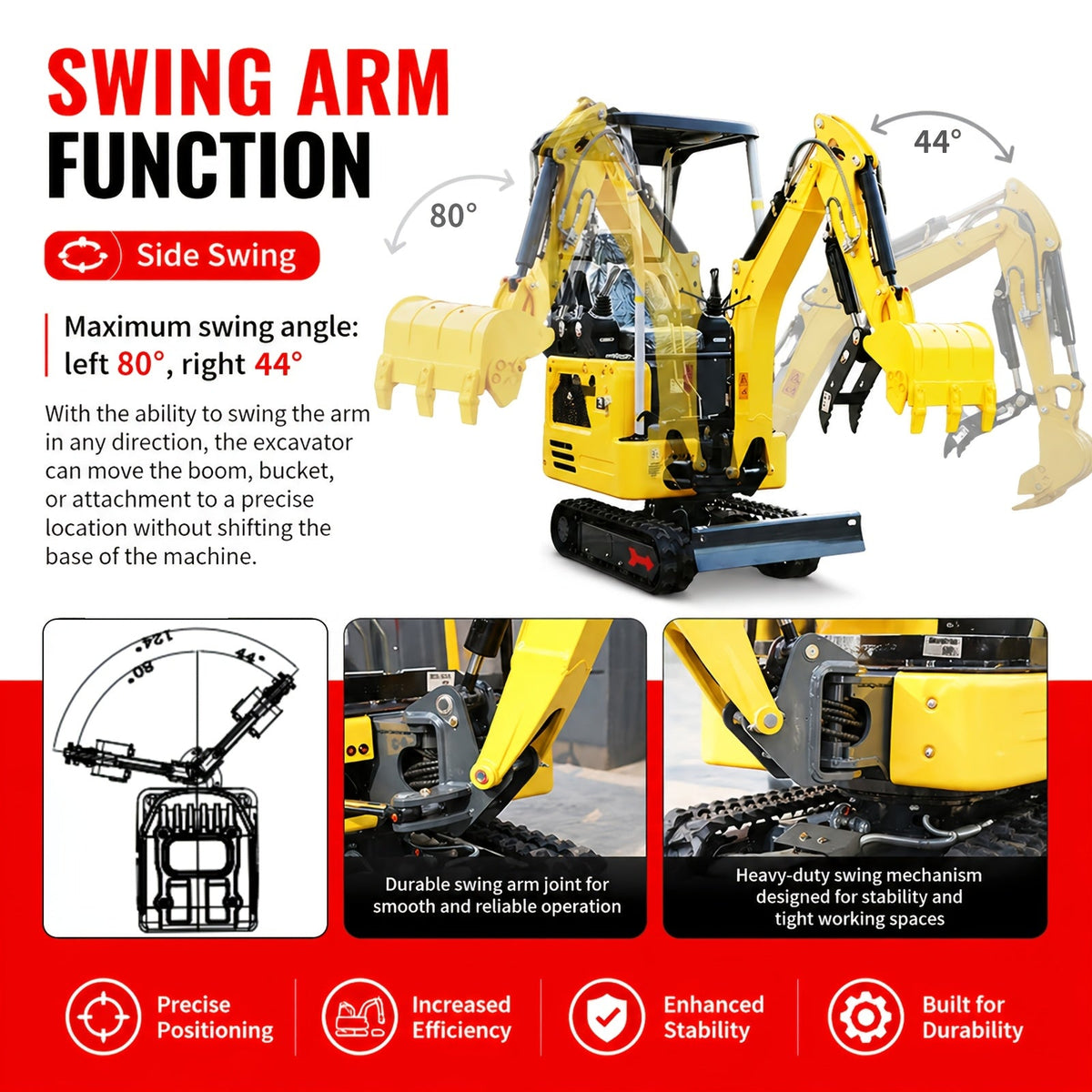 1.8 Ton Mini Excavator R327 Kubota D722 EPA Tier 4 Diesel Side Swing Boom 8-Way Pilot Control Expandable Tracks 35.5–47.4" 5.8ft Dig Depth 6 Attachments Quick Connect 90% Pre-Assembled USA Warehouse