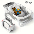 Foldable Baby Bathtub with Temperature Monitor, Portable Non-Slip Travel Bath Tub for Newborn to Toddler, Durable Collapsible Design for Home & Travel, Gray