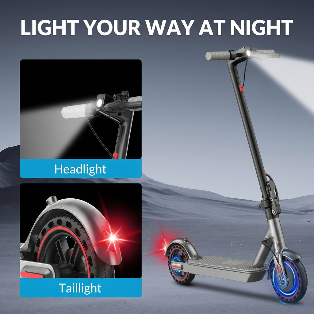Electric Scooter for Adults with 350W Motor - 19 MPH Top Speed, 21-Mile Range, 8.5" Solid Tires, Foldable Commuter E-Scooter with App Control, Dual Brake System & LED Lights | Portable Folding Design