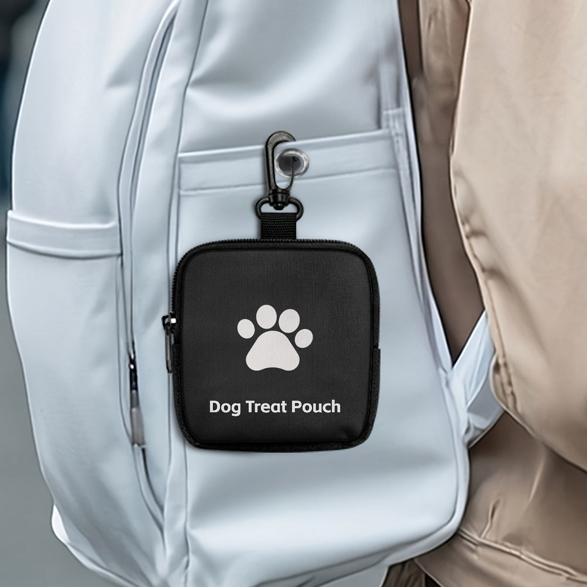 Dog Training Treat Pouch with Zipper - Portable Pet Snack Bag for Outdoor Walks, Training, and Travel, Hands-Free Dog Treat Bag with Belt Clip, 4 Colors: Black, Purple, Blue, Red