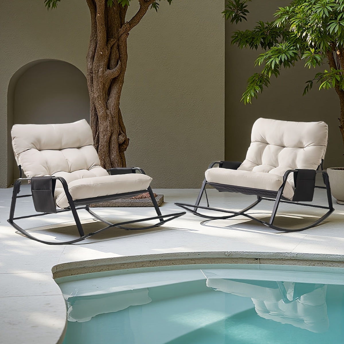 Extra Large Papasan Chair Outdoor Patio Rocking Egg Lounge Chair with Cushion for Deck Garden Camping – Comfortable Reading Chair, Available in 1-Pack & 2-Pack, Multiple Colors