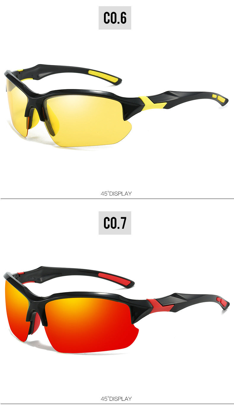Men's Half-Frame Polarized Sports Sunglasses with UV400 Protection, Lightweight Goggles for Skiing, Driving, Running, Fishing, and Outdoor Activities, 3-Pack or 10-Pack