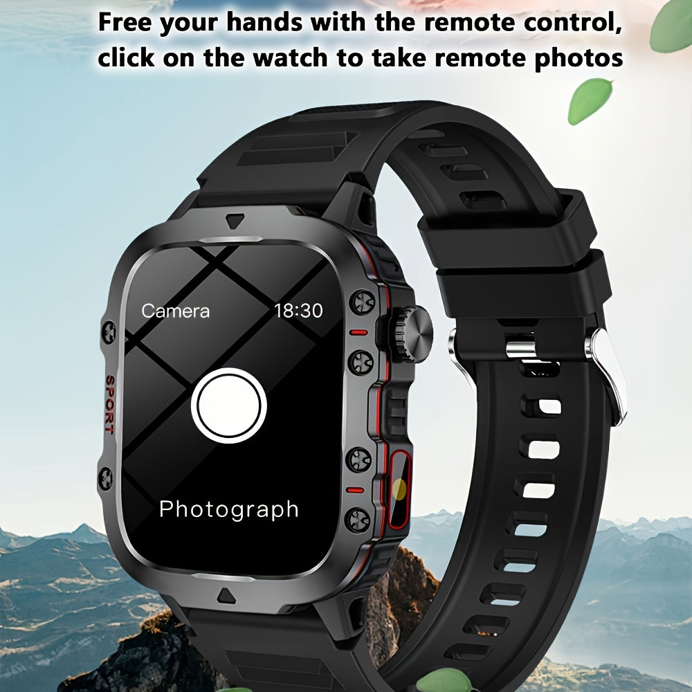 Large Screen Smartwatch Compatible with iPhone & Android, Wireless Calling, SMS, Fitness Tracker, Heart Rate Monitor, Remote Camera Control, USB Rechargeable for Men & Women - Modern Design Travel Gift