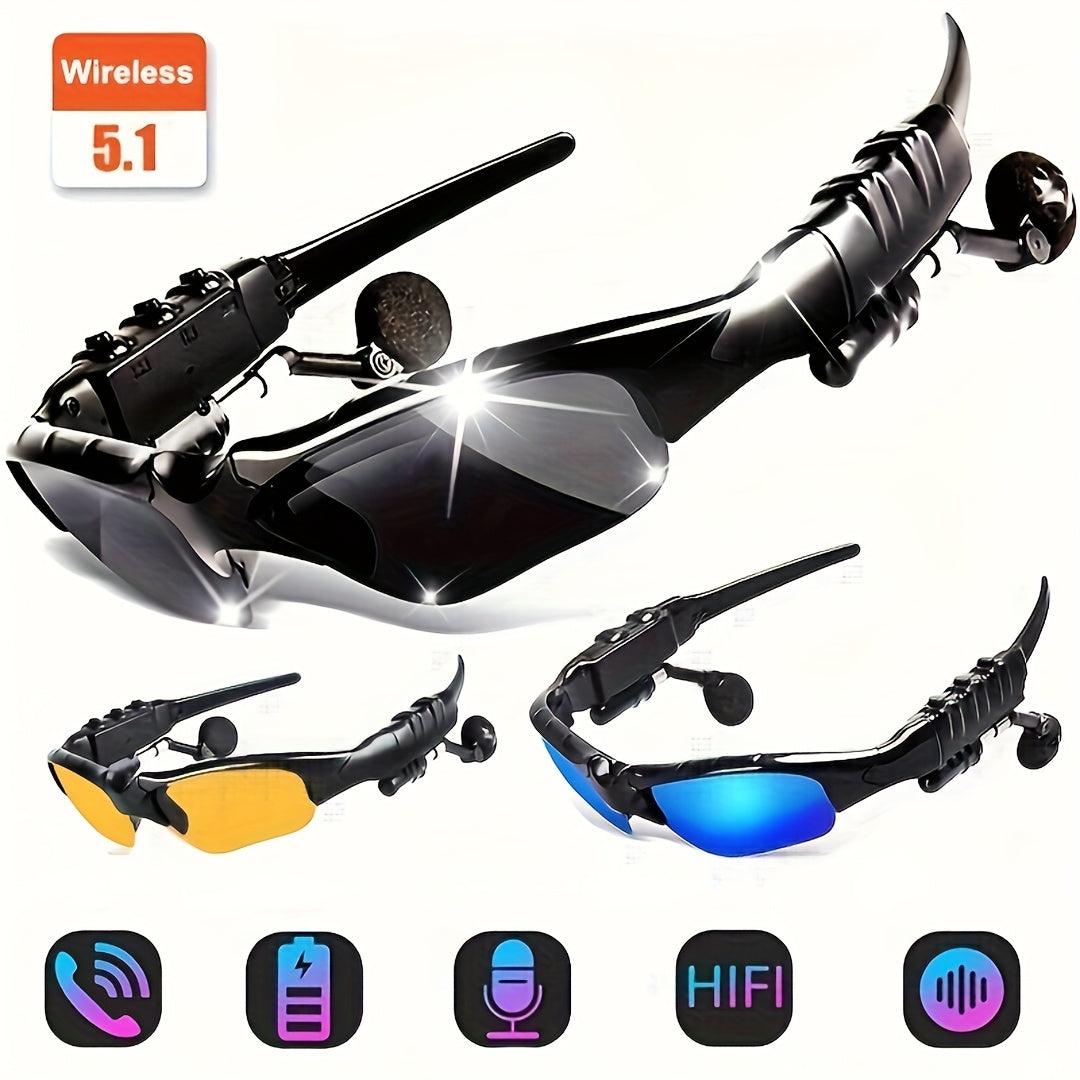 Bluetooth 5.4 Smart Audio Glasses Wireless Headset – Hands-Free Calls & Music, Built-In Condenser Mic, Volume Control, USB Charging, 80mAh Battery, Open-Ear Wearable Tech Eyewear for Men & Women