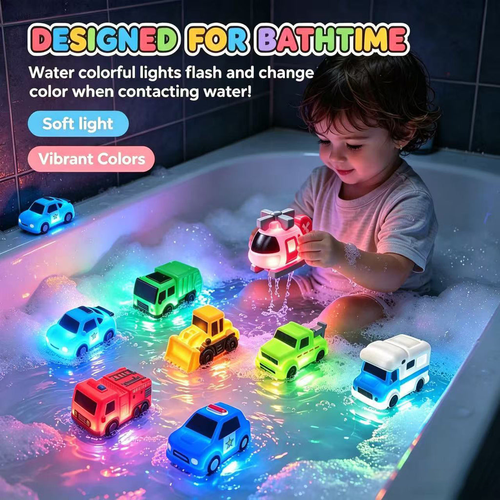 Light-Up Bath Toys for Baby & Toddler, No-Hole Flashing Colorful LED Floating Bathtub Toys Set of 2/4/6, Water Toys for Infant Kids Preschool Bathtime Swim Pool Party