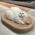 Large Oval Sisal Cat Scratching Board & Lounge Bed – 23.6 Inch Durable Scratch Pad with Sisal Toy Ball, No Assembly Needed, All-Season Cat Scratcher Mat for Indoor Cats to Play, Sleep, and Rest