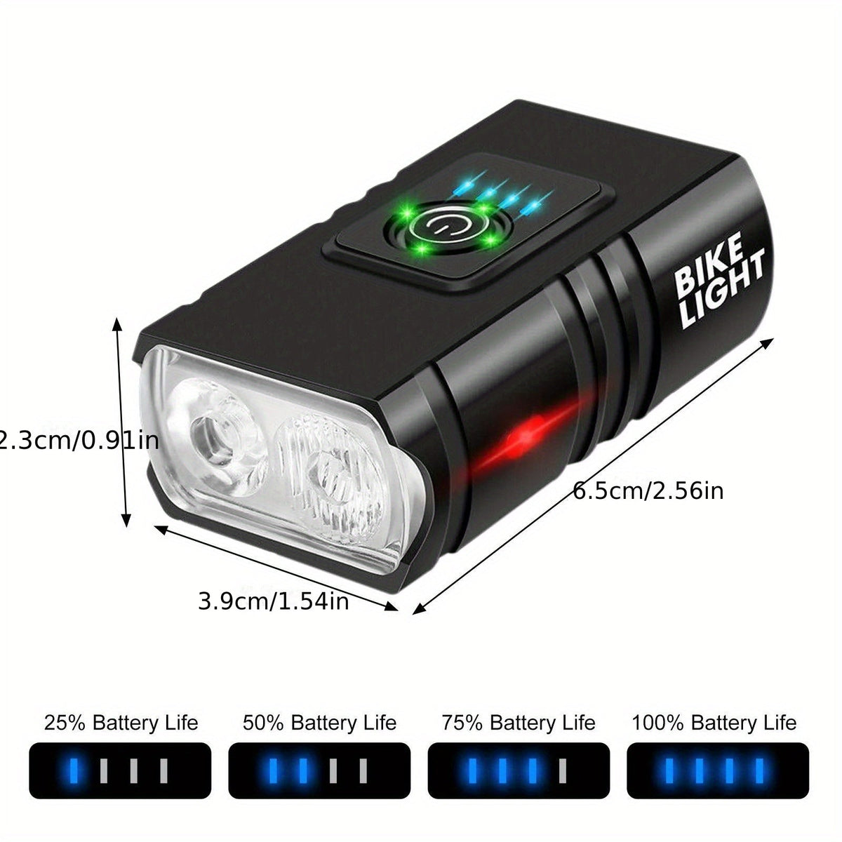LED Bike Light Set USB-C Rechargeable 1500 Lumens – Front & Rear Bicycle Lights, 6+4 Modes, Waterproof, Power Display, Fast Charging, Safe Night Cycling Lights for Road and Mountain Bikes