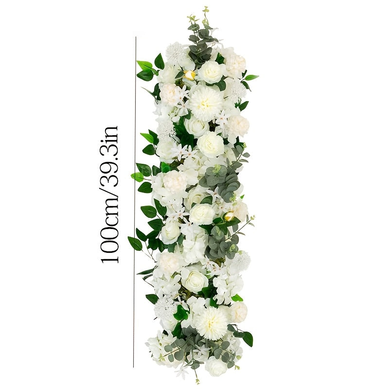 Artificial Peony & Rose Flower Garland - Wedding Arch Background, DIY Wall Decor, Party, Event, Outdoor & Garden Decoration - White, Pink, Champagne & Red