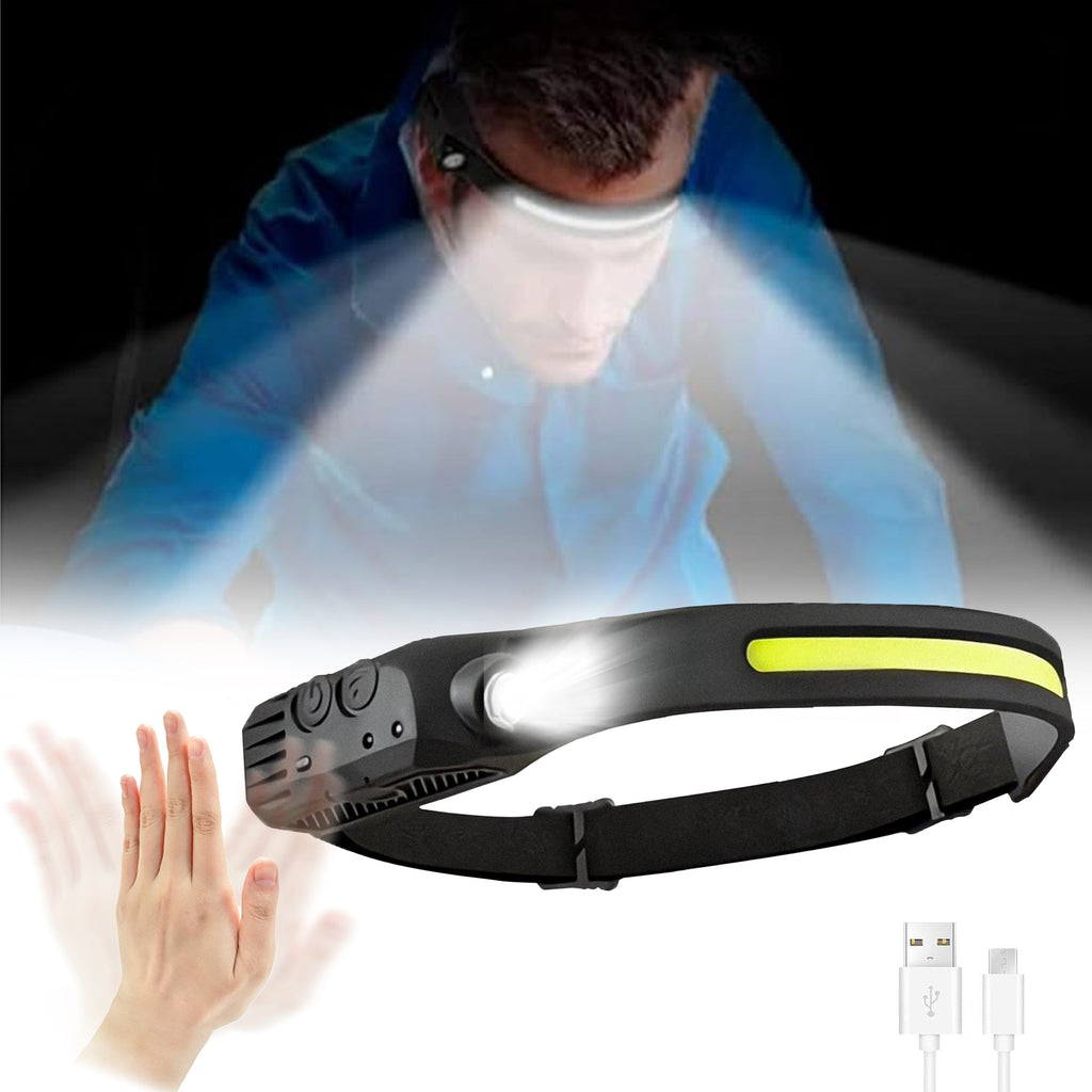 4-Pack USB Rechargeable LED Headlamp, Ultra-Bright Hands-Free with Adjustable Headband, Built-in 1200mAh Lithium Battery, Multi-Mode Emergency Work Light for Camping, Hiking, Running, Fishing, and Repairing