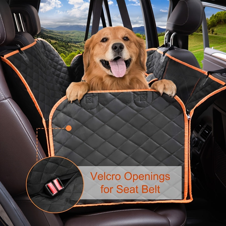 Heavy Duty Dog Car Seat Cover Waterproof Non-Slip Backseat Protector Scratch-Proof Spill-Proof Nylon Pet Seat Cover with Side Flaps for SUV, Sedan, and Truck, Easy Install, Machine Washable