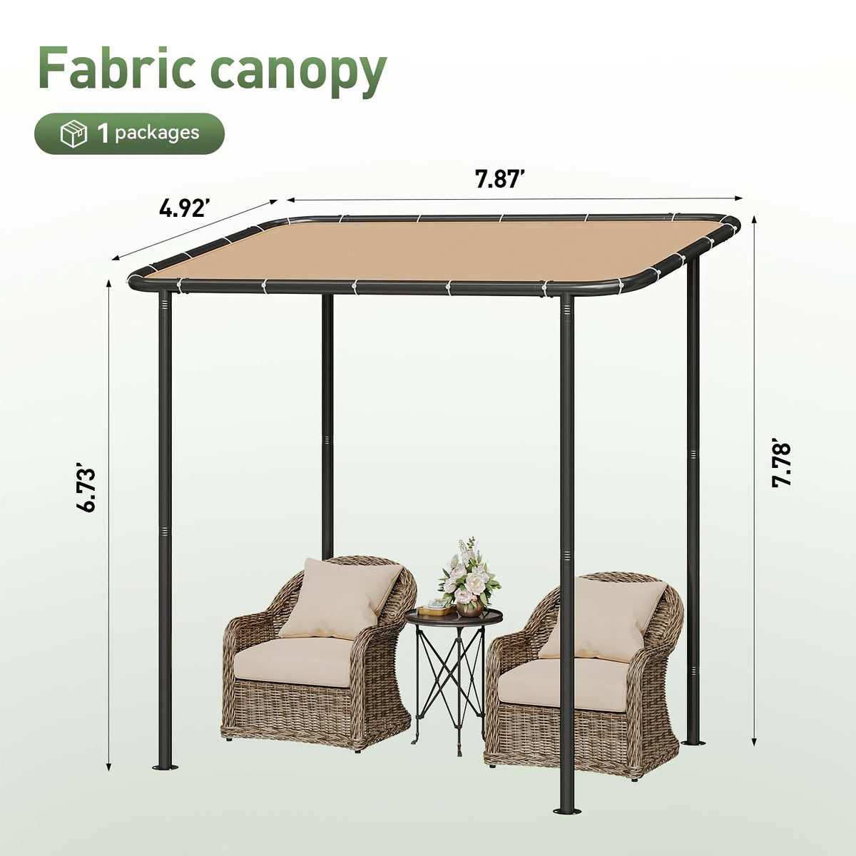 Lean-To Gazebo Pergola Wall Mounted Outdoor Canopy with Sloped Roof UPF50+ UV & Water Resistant for Patio Deck Backyard & Garden – 3 Sizes 8x5 / 10x6 / 12x10 ft – Khaki