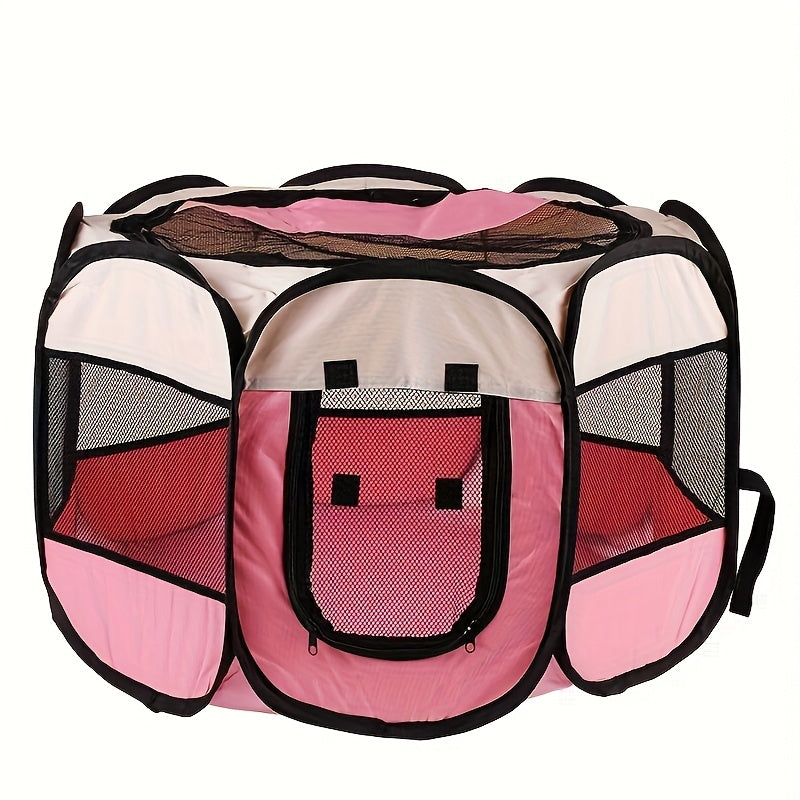 Foldable Octagonal Pet Playpen Tent for Dogs and Cats - Oxford Fabric, No Assembly Required, Indoor/Outdoor Pet Enclosure, Kennel, Maternity Room, Available in M, L, XL, Blue & Beige