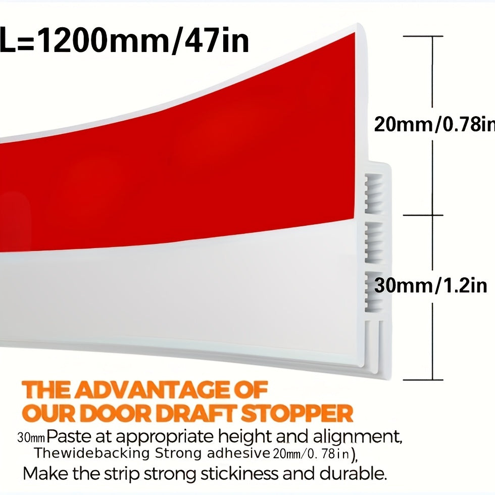47" Door Draft Stopper - Self-Adhesive Under Door Seal, Adjustable Weather Stripping, 0-1.18" Gap, Noise & Cold Blocker for Exterior & Interior Doors - White, Transparent, Black, Brown & Grey