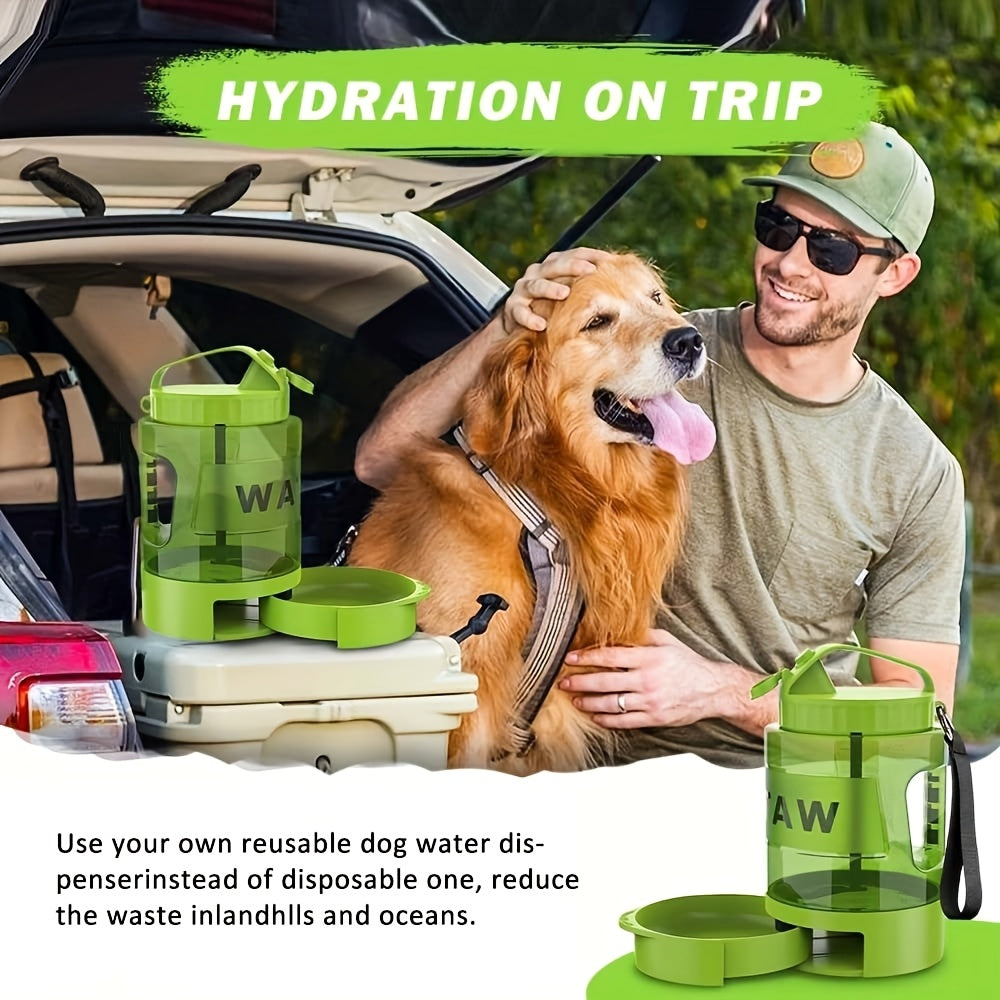 77oz Large Dog Water Bottle with Pull-Out Bowl – 2.2L Portable Travel Water Dispenser for Dogs, Ice Cube Compatible, Leak-Proof Design for Camping, Hiking, Beach, and Road Trips, Essential Outdoor Pet Hydration Accessory for Large Dogs