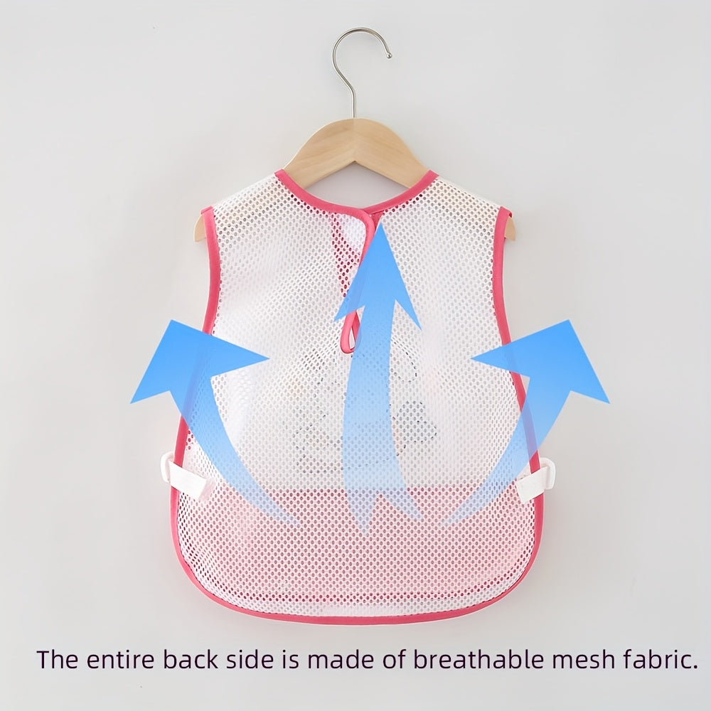Toddler Feeding Bib with Extra-Large Catch Pocket, Adjustable Long Suspender Mealtime Bib for Kids Ages 1-4, Reusable Easy-Clean Preschool Mealtime Protector for Boys & Girls