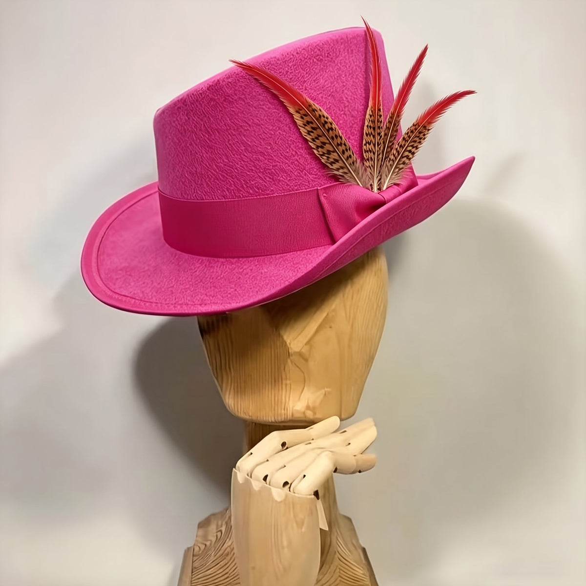 100% Wool Felt Fedora Hat with Ribbon for Women & Men – Adjustable Asymmetrical Top Hat for Church, Parties, and Weddings, Elegant Fashion Headwear in 10 Colors, Perfect Christmas Gift