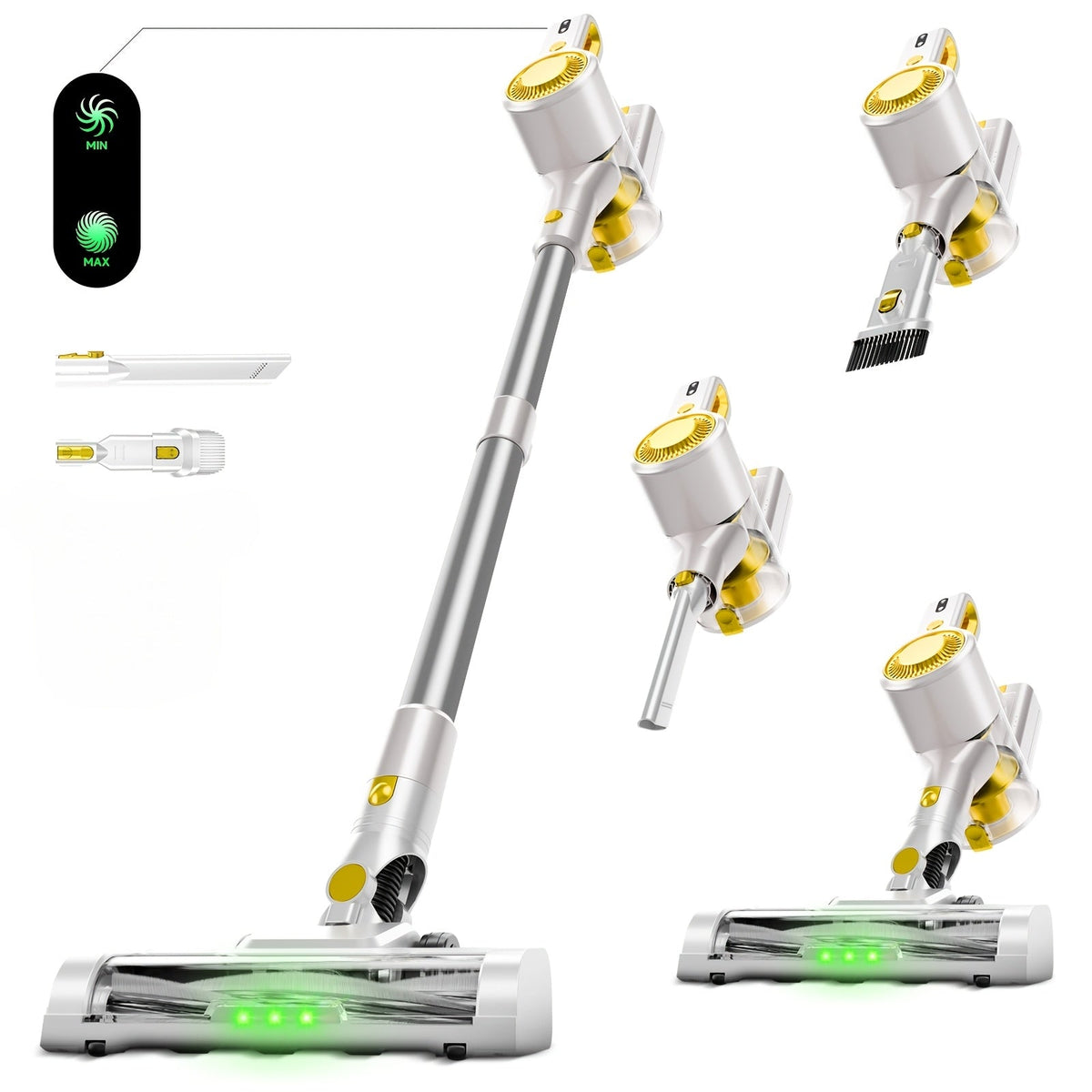 Cordless Stick Vacuum Cleaner – 62 kPa Suction, 40 Min Runtime, Detachable Battery, LED Floor Brush, Variable Speed, Lightweight Handheld, Pet Hair, Carpet & Hard Floors, 5 Colors – Nova Mart
