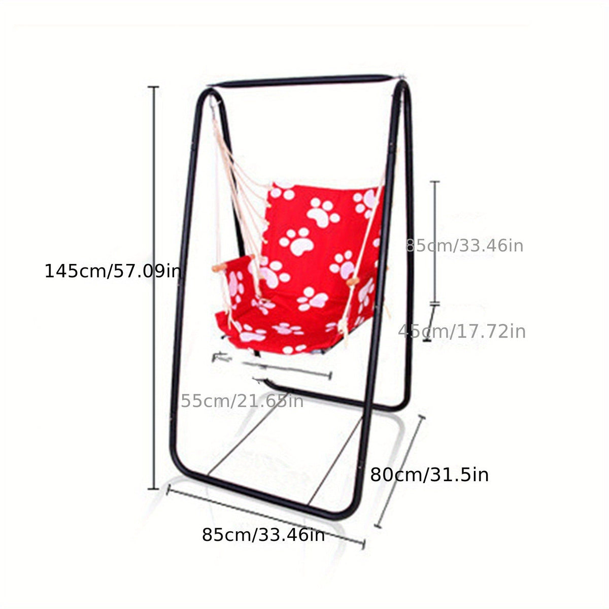 Hammock Swing Chair Stand Frame 35.5"x33.5"x57", Heavy-Duty Indoor Outdoor Use, Dual Hanging Hooks, for Balcony Patio Bedroom Garden (Chair Not Included)
