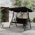 Outdoor Porch Swing Glider with Canopy & Adjustable Bracket, Heavy Duty Frame Patio Swing for Adults, Backyard Lawn Garden Furniture, Black Beige Coffee Brown Red Green Blue