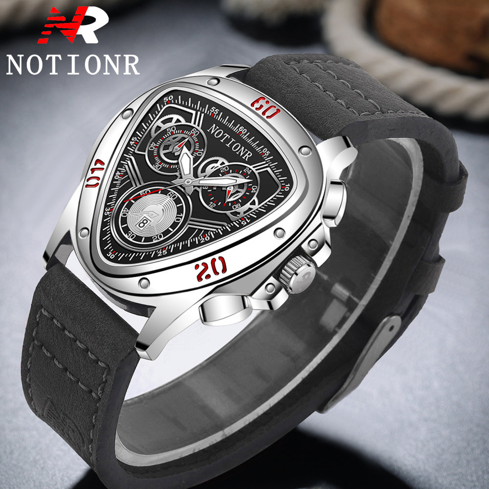 2pcs Men's Watch Set: Sports Triangle Dial Silicone Strap and Retro Square Dial Quartz Watch with Date Display, Casual Dress Watches for Valentine's Day or Father's Day Gift