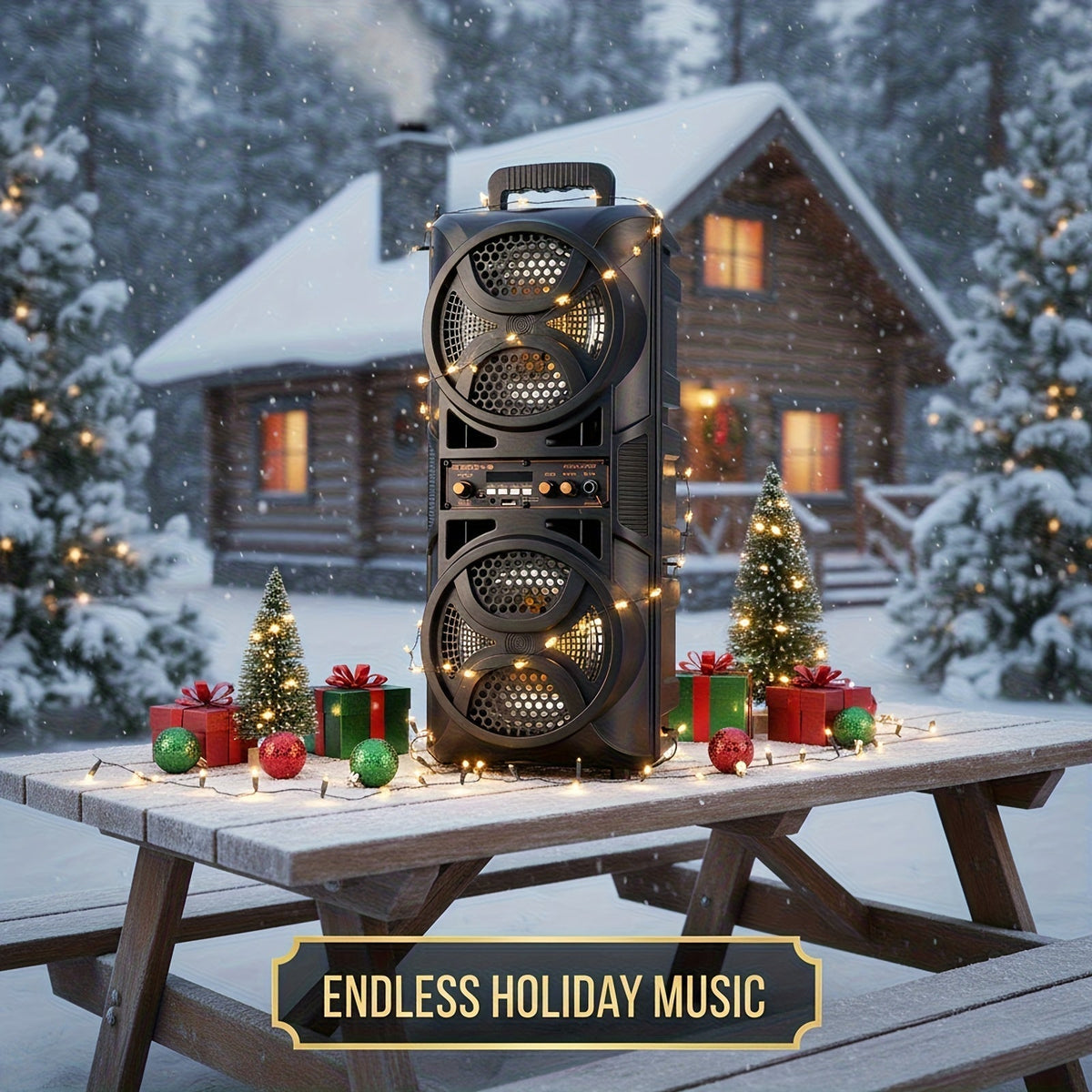 3000W Portable Bluetooth Party Speaker – Dual 6.5'' Subwoofer Stereo Sound, Colorful LED Lights, FM Radio, Microphone Included, TF/USB/AUX Support, Outdoor & Home Party Speaker – Black