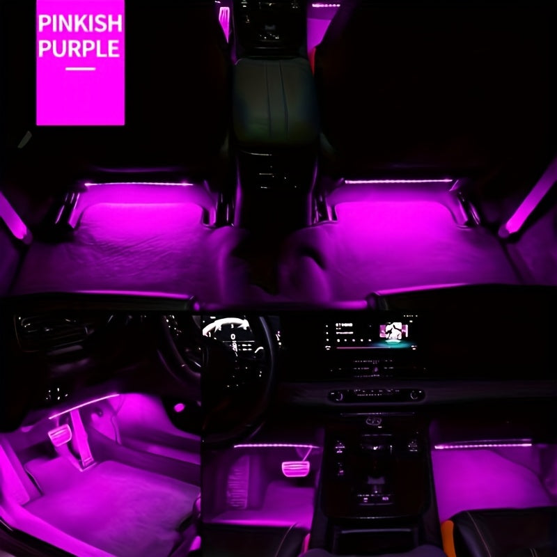 Music Sync LED Car Interior Lights – 4pcs USB Powered RGB Underfoot Ambient Lighting Kit with App & Remote Control, Colorful Atmosphere Lights for Car, Truck, SUV, No Battery Required