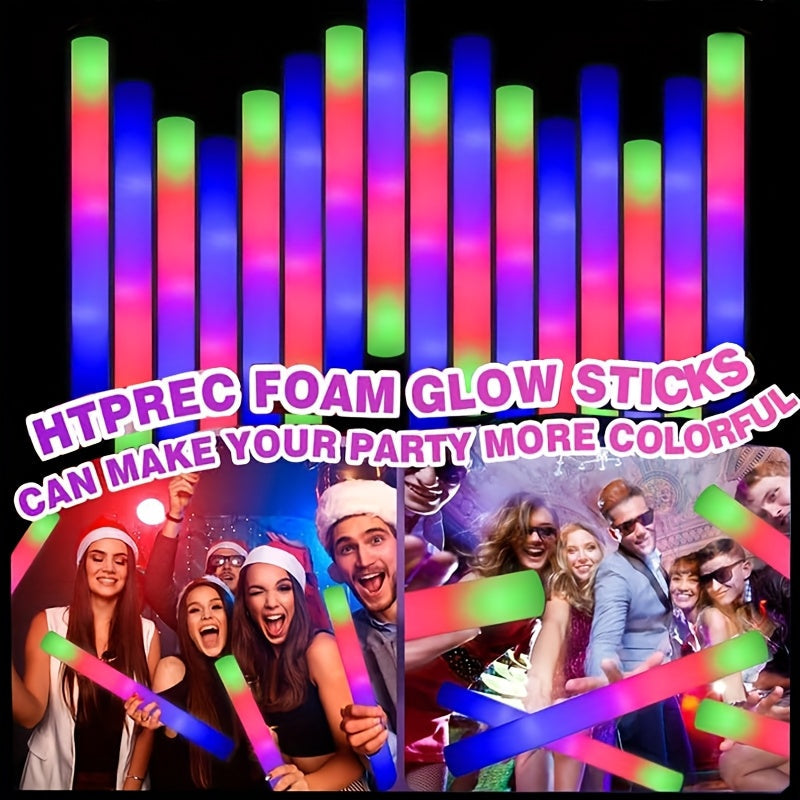 LED Foam Light Sticks Bulk Pack 28, 48 or 100 Pieces – 3-Mode Color Changing Flashing Glow Sticks for Parties, Weddings, Concerts, Birthdays, Halloween, Christmas, Camping and Cheering Events