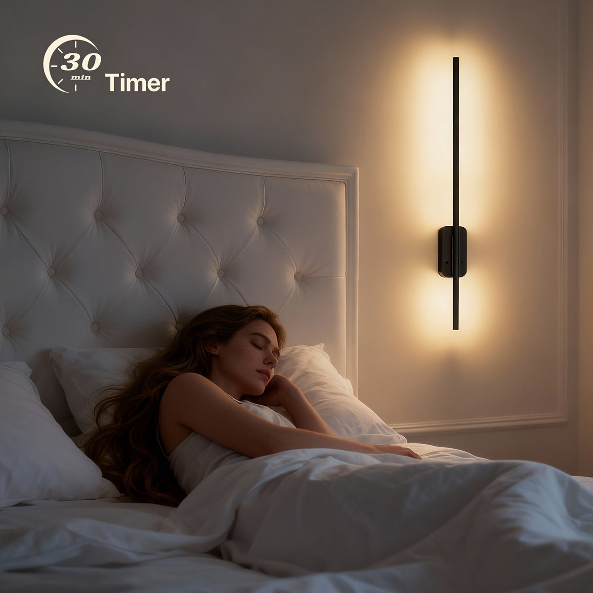 2-Pack Rechargeable Battery Operated Wall Sconces - Dimmable Wireless LED Wall Lights with Remote Control, Black - Bedroom, Living Room, Hallway & Entryway