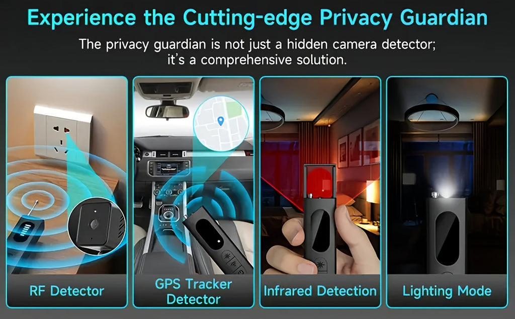 Hidden Camera Detector Anti-Spy RF Signal Scanner – Bug Detector, GPS Tracker & Listening Device Finder, Portable Rechargeable Multi-Function Security Sweeper for Travel, Hotel, Home, Office, Car