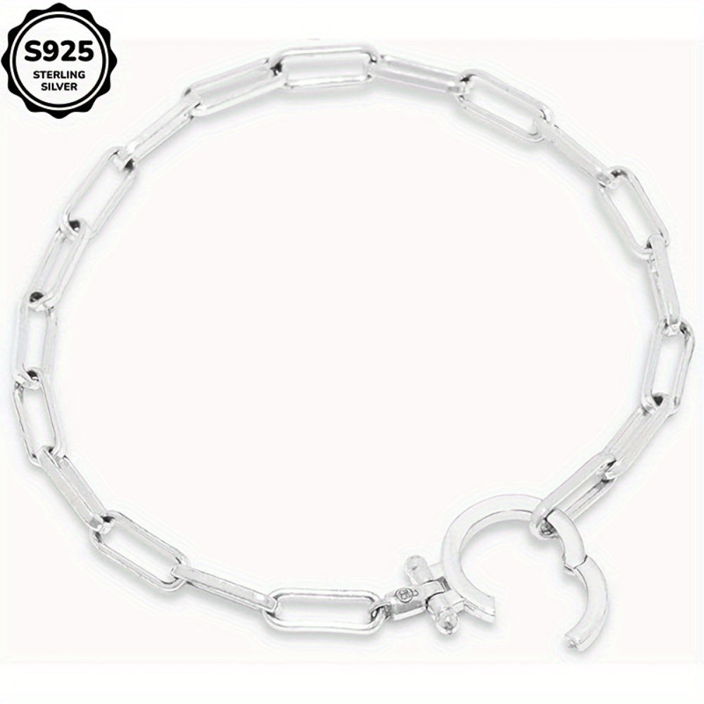 925 Sterling Silver Parker Link Bracelet for Women - Paperclip Chain Iconic Buckle Elegant Luxury Boho Bracelet Gift for Wife Mom Friend - Valentine's Day Christmas Birthday