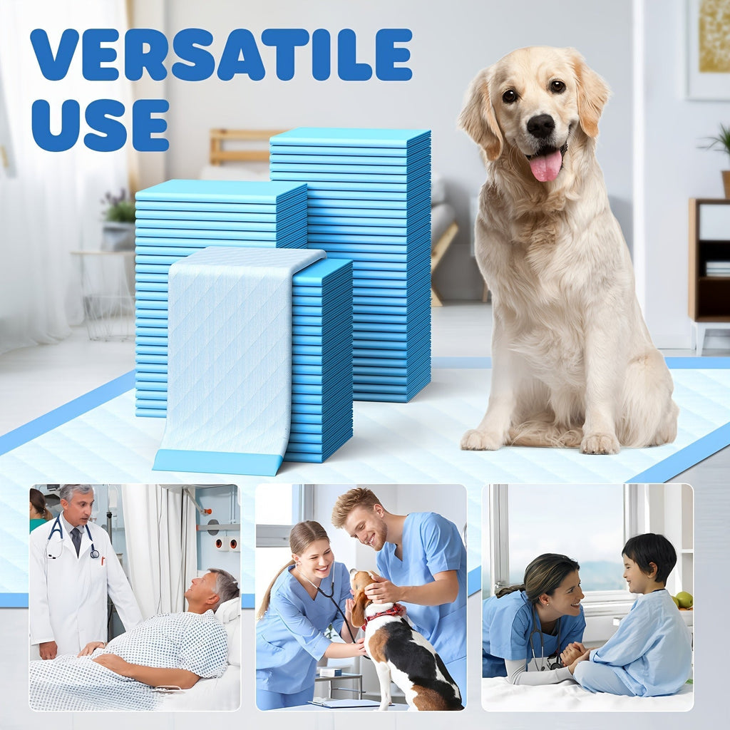 XL Dog Pee Pads 34x28 Inch 100 Count Disposable - Super Absorbent Leak-Proof Odor Control Training Pads for Puppies, Large Dogs, and Elderly Dogs, Extra Large Potty Pads for Indoor Use, Blue