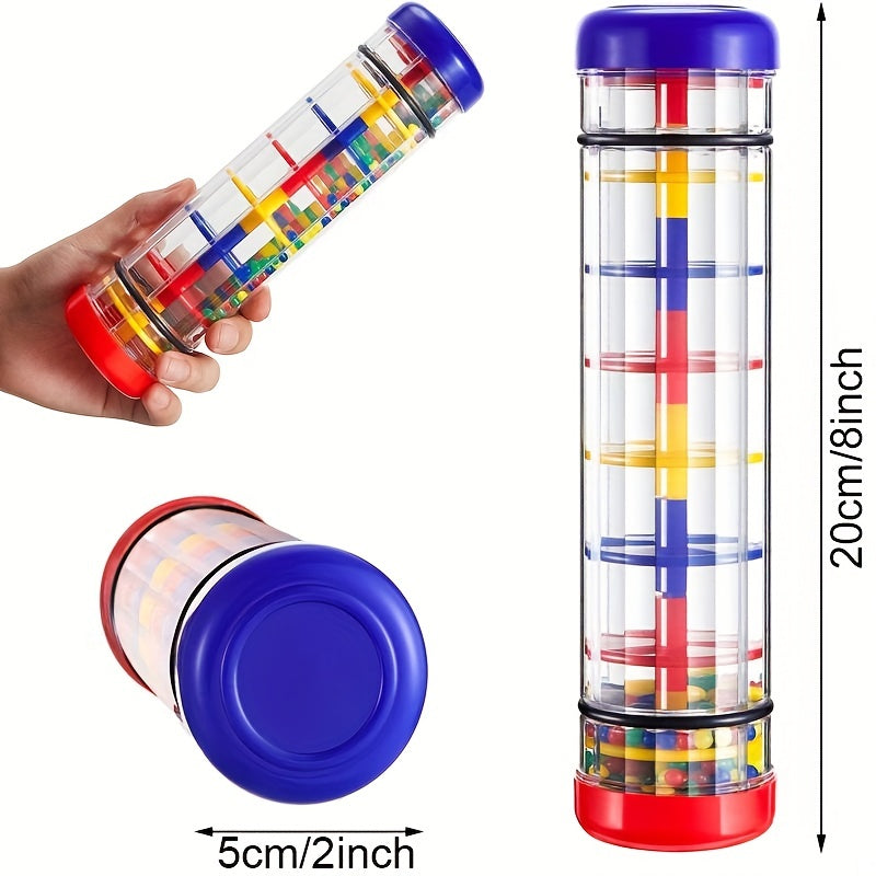 Colorful Rainmaker Musical Toy for Babies, 40cm Translucent Shaker with Vibrant Beads, Rain Sound, Educational Sensory Instrument for Color Recognition and Coordination Development, Gift for Ages 0+, ABS Safe