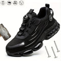 Men's Steel Toe Work Shoes Slip-Resistant Safety Boots Breathable Composite Toe Sneakers Abrasion-Resistant Construction Work Boots Black Dark Gray US 6-11