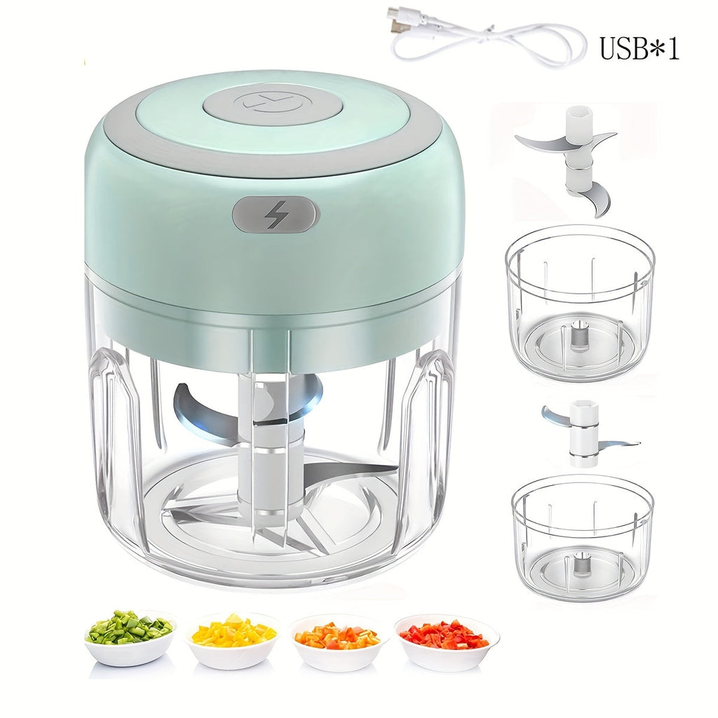 FLZH Mini Food Processor 8.45oz - Electric Food Chopper & Meat Grinder with 3 Stainless Blades - For Meat, Vegetables & Fruits - White, Green & Pink
