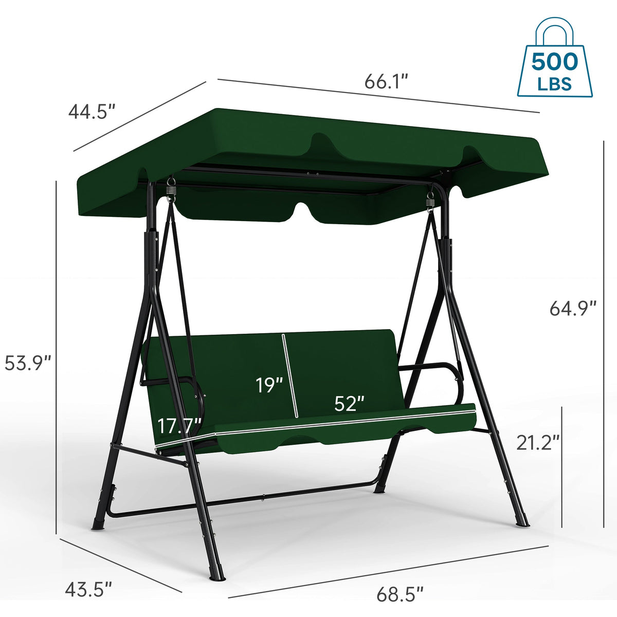 All-Weather Porch Glider Swing with UV-Treated Canopy & Rust-Proof 2-Step Powder-Coated Steel Frame – Quiet Smooth Gliding Outdoor Swing for Patio, Garden & Backyard, Black Beige Brown – Nova Mart