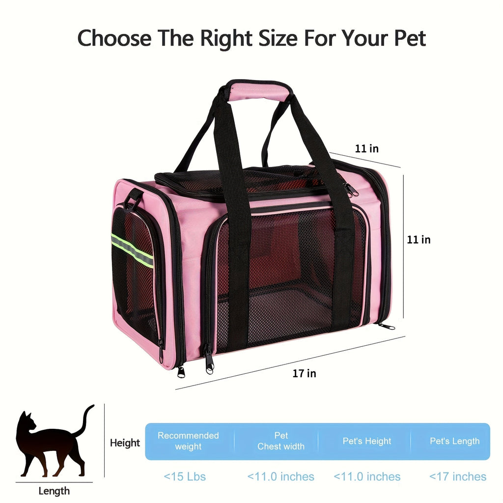 Airline Approved Soft-Sided Pet Carrier – TSA-Compliant Collapsible Travel Bag for Small Dogs, Cats & Kittens Under 15 lbs, Fits Under Airplane Seat