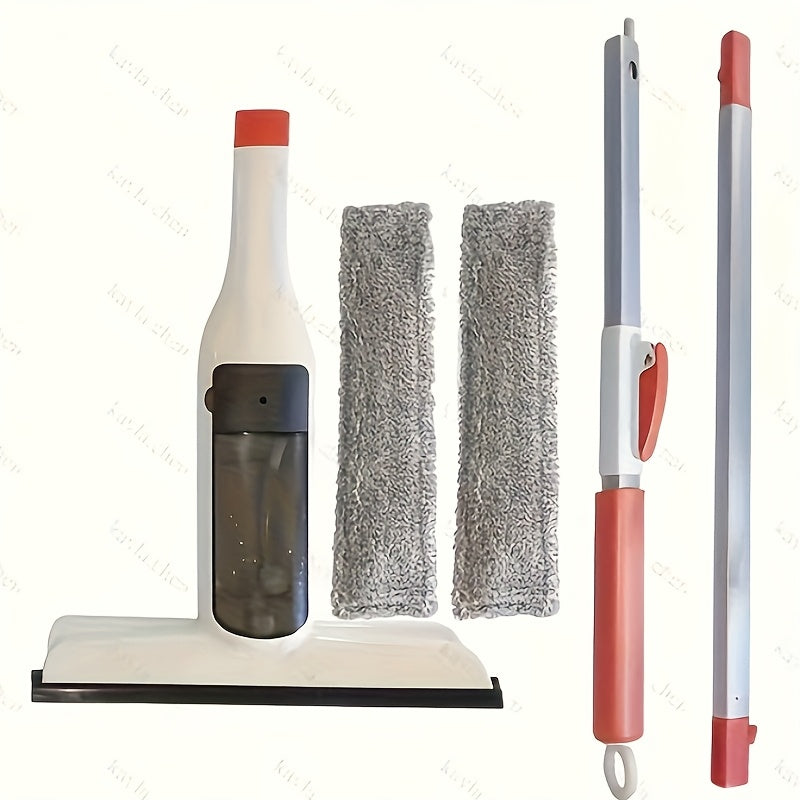 3-in-1 Glass Cleaning Kit with Durable Metal Pole, Squeegee, and Scraper for High Windows, Shower Doors, and Car Windshields – Streak-Free Home Cleaning Tool