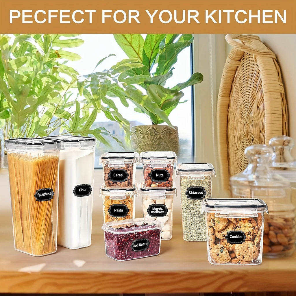 Airtight Food Storage Containers 64-Piece Set with Labels & Marker, BPA-Free Plastic Canisters with Lids for Kitchen Pantry Organization, Flour, Sugar, Cereal, and Dry Food Storage – 32 Containers + 32 Lids