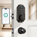 Keyless Entry Keypad Deadbolt - 100 Access Codes, Anti-Peeping 16-Digit Password, Auto Lock, One-Touch Lock, Low Battery Alarm, Zinc Alloy - Front Door & Apartment - Black & Silver