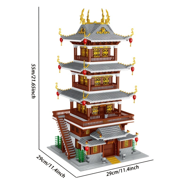 6134-Piece Chinese Ancient Architecture Heavenly Fairy Mirror Building Block Set, Large Difficult Mini Bricks, Adult Puzzle Toy, Home Decor, STEM Gift, Christmas, Birthday, New Year Holiday Present