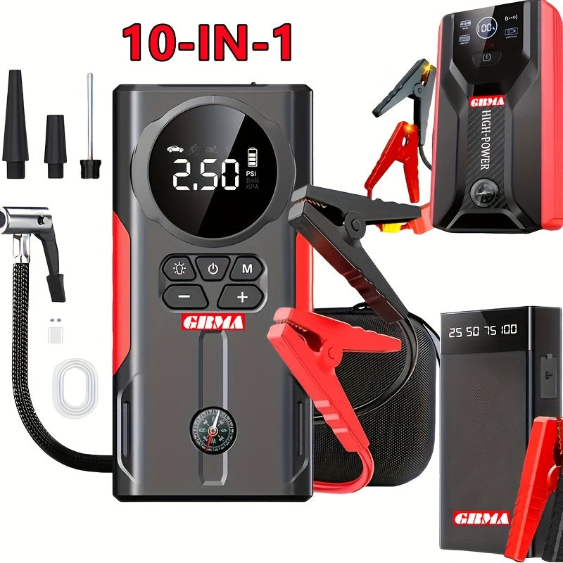 2000A Peak Portable Car Jump Starter Wireless Battery Booster – 12V Quick Start for Gas (8.0L) & Diesel (6.5L) Engines with USB Input/Output, LED Emergency Light – Car Accessory & Emergency Tool