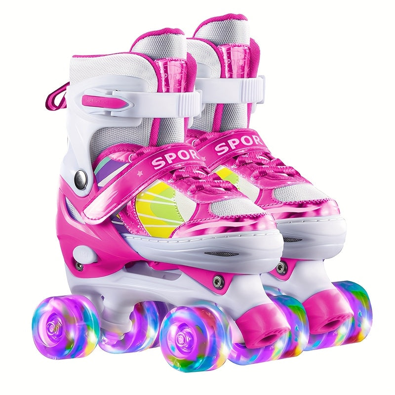 Kids Adjustable Roller Skates, 3 Sizes, Breathable Mesh, Beginner Roller Skates for Children, 6 Colors, Small/Medium/Large, Sizes for Little Kids, Big Kids, and Youth, Boys and Girls, Outdoor and Indoor Skating