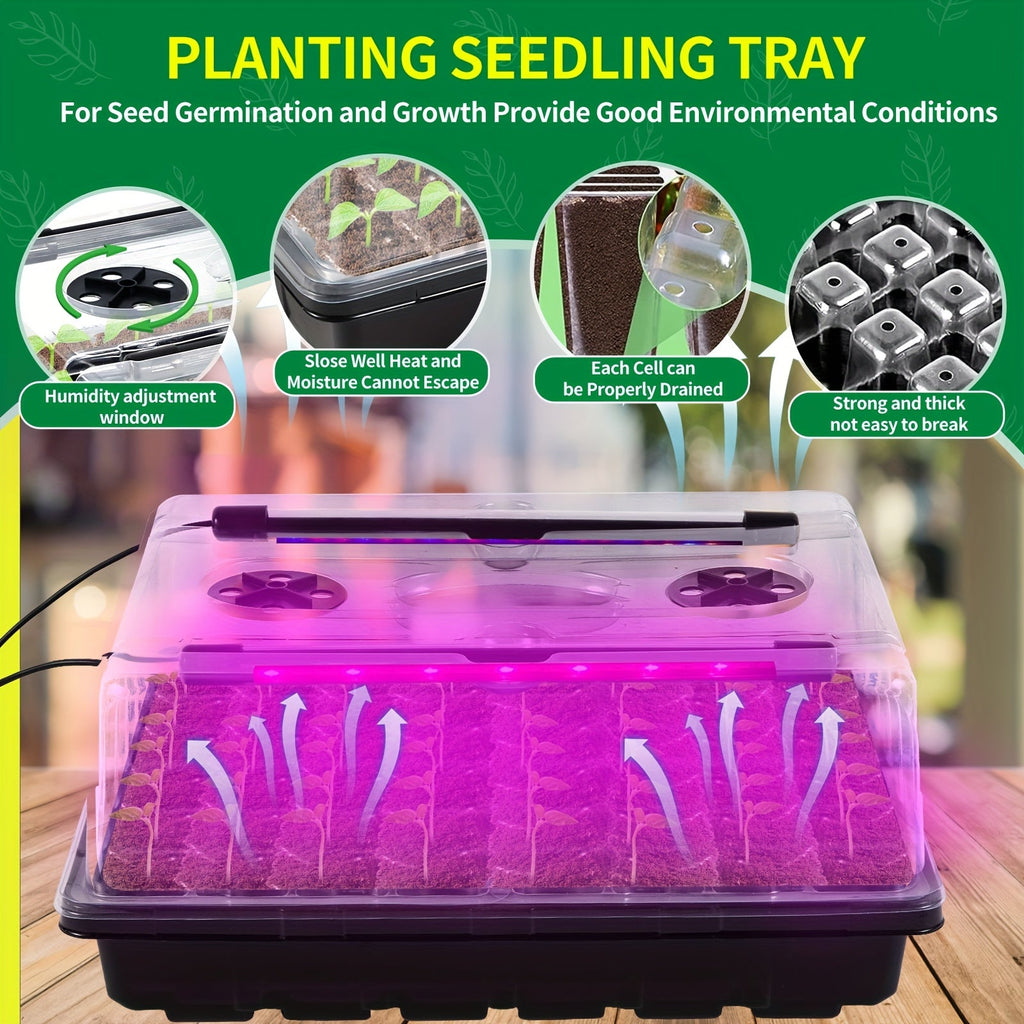 96-Cell Self-Watering Seed Starter Tray with Grow Light & Humidity Dome - Indoor Seedling Kit, 10-Level Brightness, Timer for Plant Germination & Seeds Growing