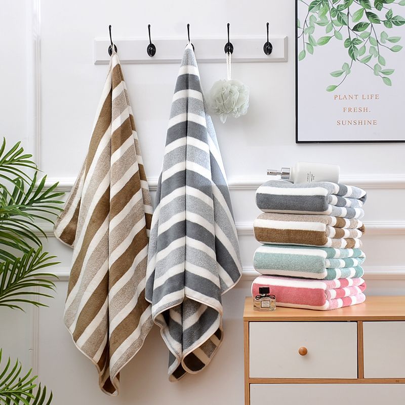 Striped Bath Towel Set, Absorbent, Quick-Dry, Super Soft, Skin-Friendly, 27.6x55.1 Inch, for Home Bathroom, Beach – Available in 1 or 4 Pack, Multiple Colors