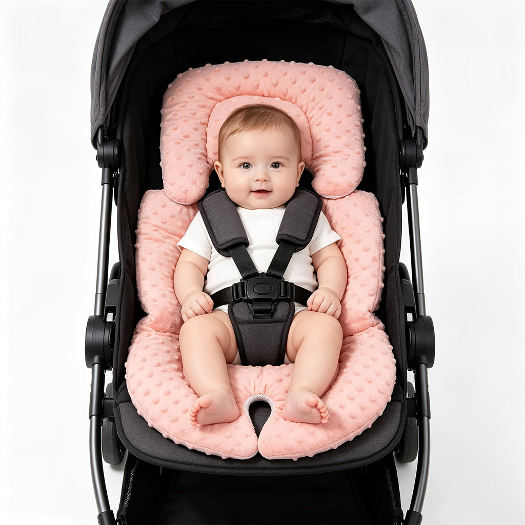Stroller Seat Cushion with Bean Bag Filling, Soft Breathable Multi-Purpose Baby Stroller Seat Pad for Winter & All-Season Comfort, Fits Most Stroller Models, Ideal for Mother & Baby Outings, White Star