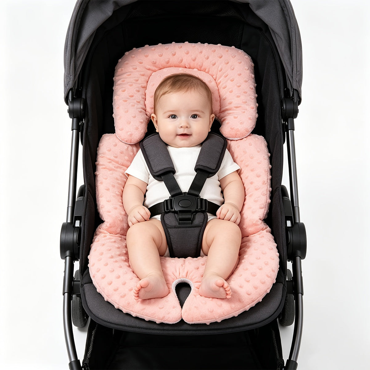 Stroller Seat Cushion with Bean Bag Filling, Soft Breathable Multi-Purpose Baby Stroller Seat Pad for Winter & All-Season Comfort, Fits Most Stroller Models, Ideal for Mother & Baby Outings, White Star